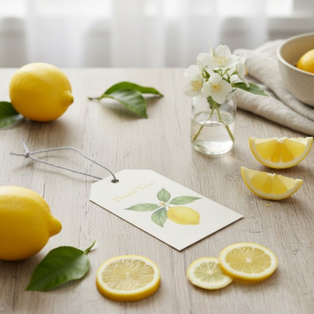 Watercolor Lemon Vielen Dank Geschenkanhänger (Von Creator hochgeladen)