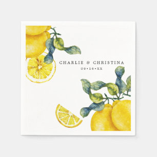 Watercolor Lemon Wedding Paper Serviette