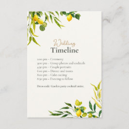 Watercolor Lemon Wedding Timeline with QR Code Begleitkarte