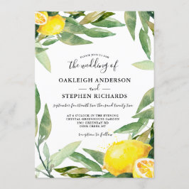 Watercolor Lemon Wreath Boho Wedding Einladung