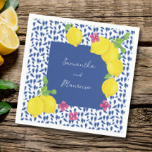 WATERCOLOR LEMONS BLAUE TILES