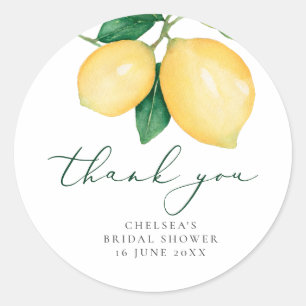 Watercolor Lemons Brautparty Vielen Dank Runder Aufkleber