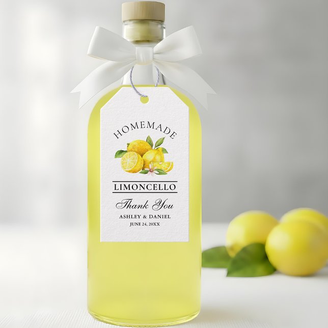 Watercolor Lemons Limoncello Wedding Danke Geschenkanhänger (Customize to change text size or text style.)