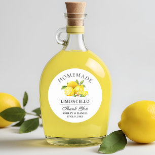 Watercolor Lemons Limoncello Wedding Danke Runder Aufkleber