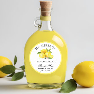 Watercolor Lemons Wedding Danke Limoncello Runder Aufkleber