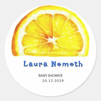 Watercolor-Lemonscheibe-Baby-Party Runder Aufkleber