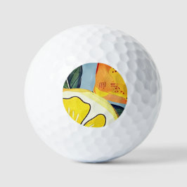 Watercolor-Lemonscheiben-Golfbälle — Leaf Edition Golfball