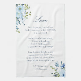 Watercolor-Liebe ist geduldige blaue weiße Küche Geschirrtuch