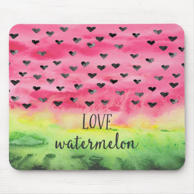 Watercolor-Liebe-Wassermelone-Herzen Mousepad (Vorne)