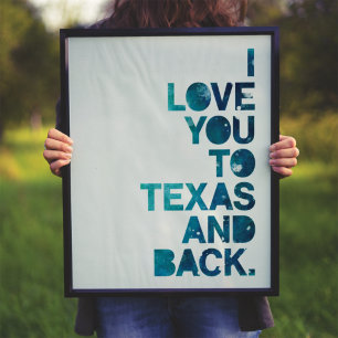 Watercolor Liebe zu Texas und zurück Poster