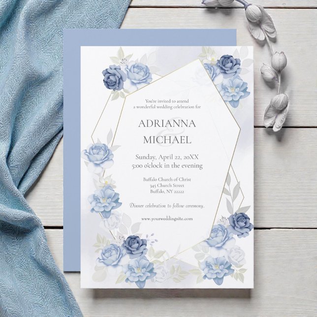 Watercolor Light Blue Wedding Invitation Einladung (Von Creator hochgeladen)