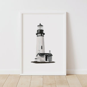 Watercolor Lighthouse Nautical Coastal Decor Poster