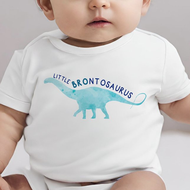 Watercolor Lil Brother Brontosaurus Dinosaur Baby Baby T-shirt (Von Creator hochgeladen)