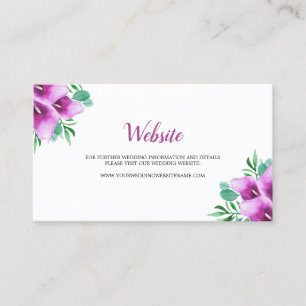 Watercolor Lila Calla Lily Wedding Website Card Visitenkarte