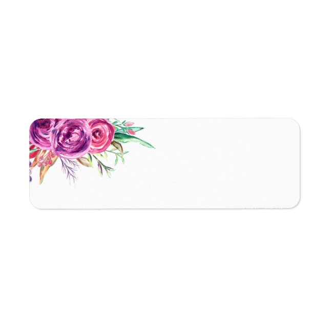 Watercolor Lila Floral Wedeladressen Labels (Vorne)