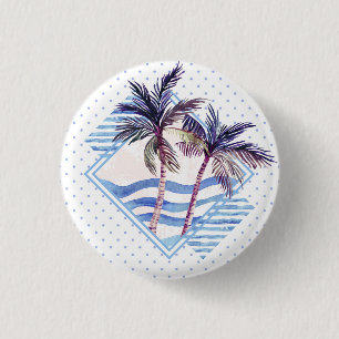 Watercolor-lila geometrisches Palme-Muster Button