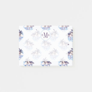 Watercolor-lila geometrisches Palme-Muster Post-it Klebezettel