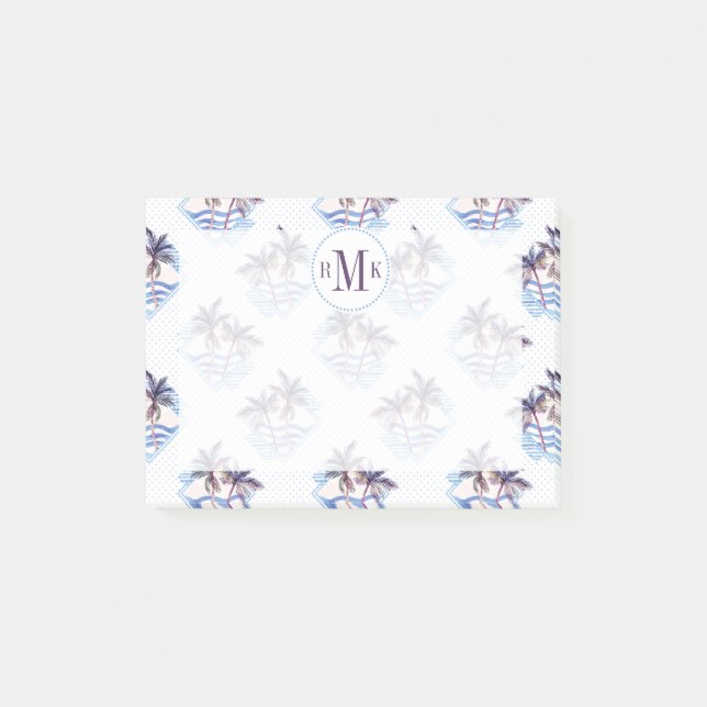 Watercolor-lila geometrisches Palme-Muster Post-it Klebezettel (Vorderseite)