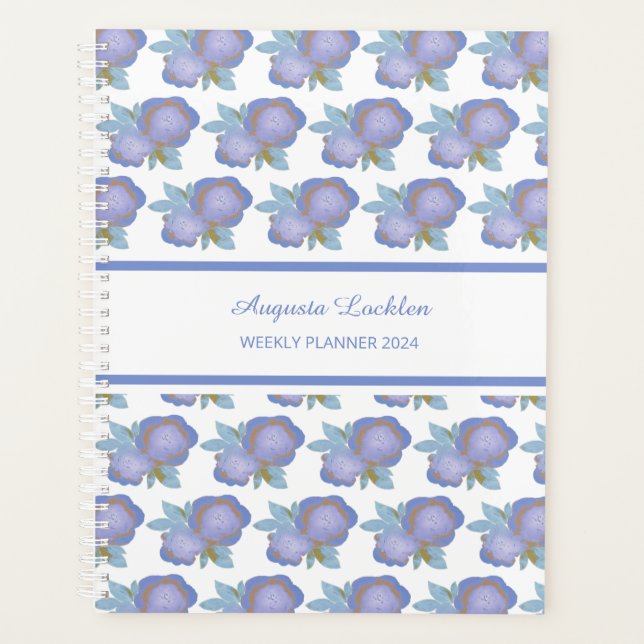 Watercolor Lila Muster Weekly Planner Planer (Vorderseite)
