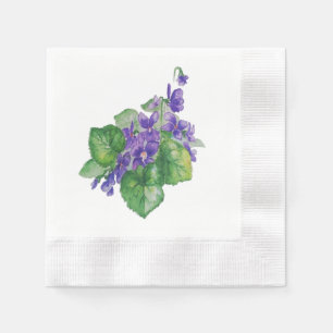 Watercolor-lila violette Blumen-Blumenkunst Serviette