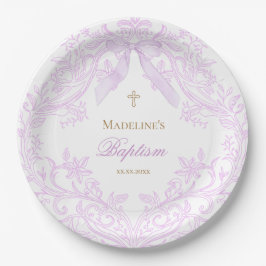  watercolor lilac purple Baptism Pappteller