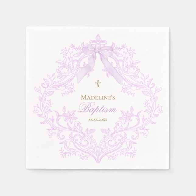  watercolor lilac purple Baptism Serviette (Vorderseite)