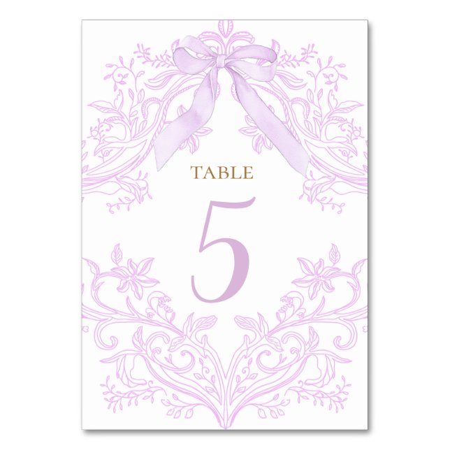  watercolor lilac purple design table number tischnummer (Vorderseite)