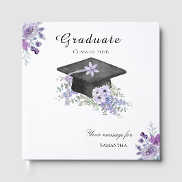 Watercolor lilac Purple Floral Graduation Gästebuch
