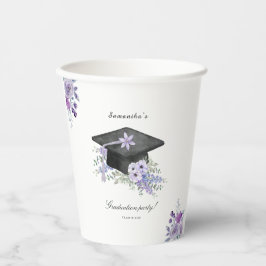 Watercolor lilac Purple Floral Graduation  Pappbecher
