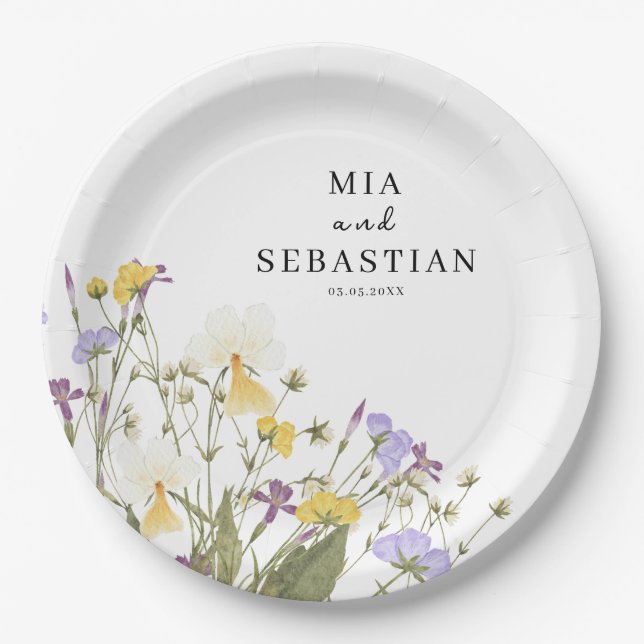 Watercolor Lilac Wedding Pappteller (Vorderseite)