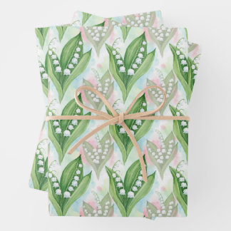 Watercolor Lily of the Valley Flowers Geschenkpapier Set
