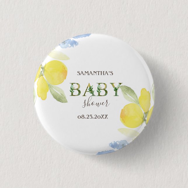 Watercolor-Limonen Baby Shower   Button (Vorderseite)