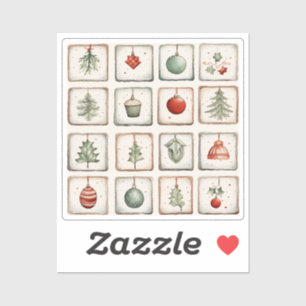 Watercolor Lineart Christmas Pattern Aufkleber