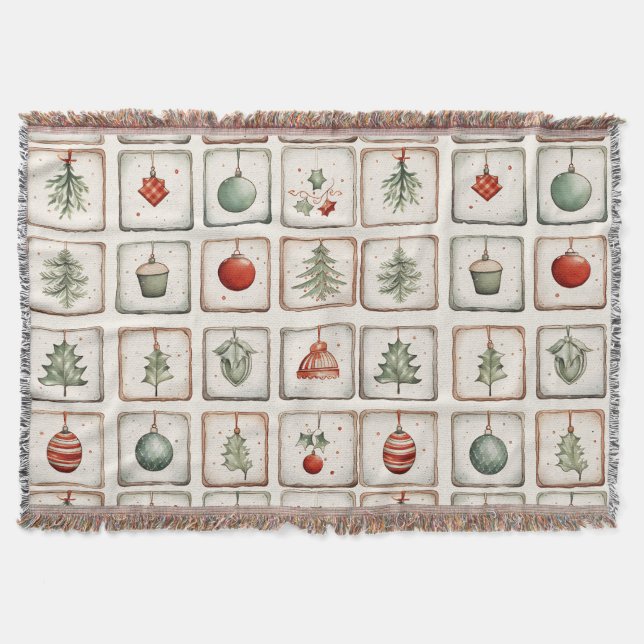 Watercolor Lineart Christmas Pattern Decke (Vorderseite)