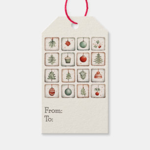 Watercolor Lineart Christmas Pattern Geschenkanhänger