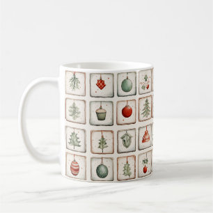 Watercolor Lineart Christmas Pattern Kaffeetasse