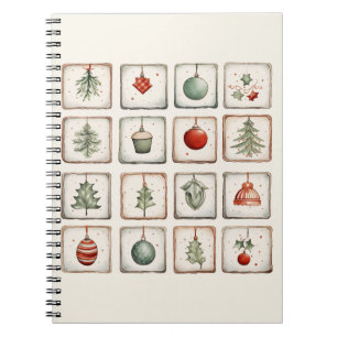 Watercolor Lineart Christmas Pattern Notizblock