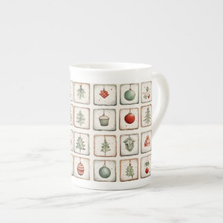 Watercolor Lineart Christmas Pattern Prozellantasse