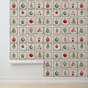 Watercolor Lineart Christmas Pattern Tapete