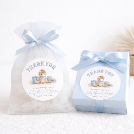 Watercolor Little Cowboy Blue Shower Thank You  Runder Aufkleber