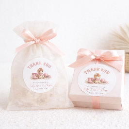 Watercolor Little Cowgirl Pink Shower Thank You Runder Aufkleber