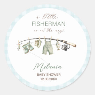    Watercolor Little Fisherman  Baby-Party Runder Aufkleber