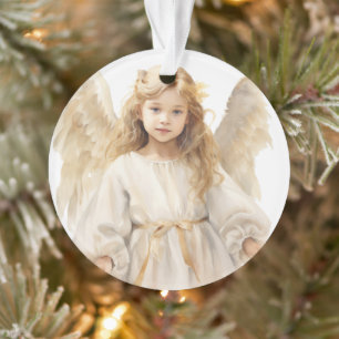 Watercolor Little Girl Angel Ornament