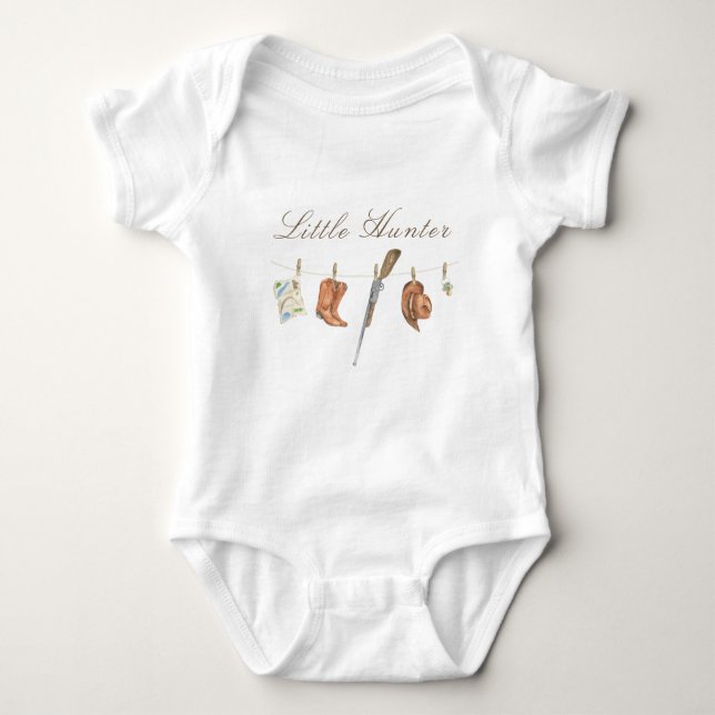 Watercolor Little Hunter Baby Shower Baby Strampler (Vorderseite)
