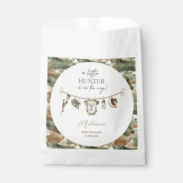    Watercolor Little Hunter  baby shower Geschenktütchen (Vorderseite)