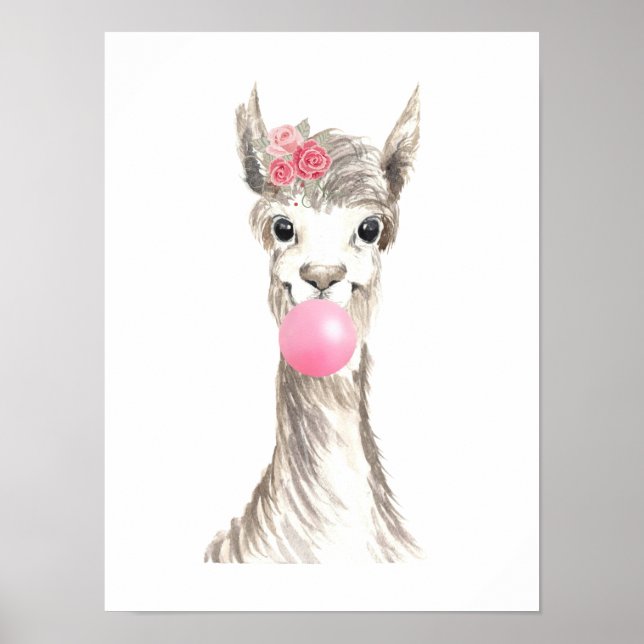 Watercolor Llama Blase Poster (Vorne)