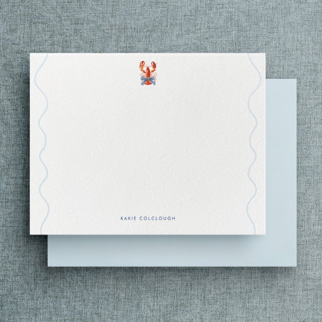 Watercolor Lobster Coastal Flat Note Card Mitteilungskarte (Von Creator hochgeladen)