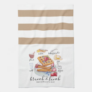 Watercolor-Logo Waffelrestaurant Business Geschirrtuch