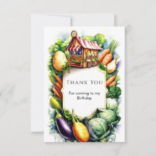 Watercolor Lokal gezüchtete Bauern Markt Geburtsta Dankeskarte