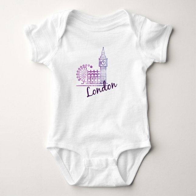 Watercolor London Baby Strampler (Vorderseite)